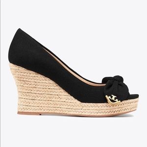 NEW Tory Burch Dory Wedge Espadrille Black Shoes 7